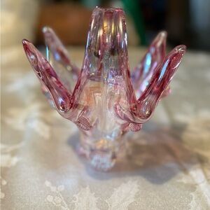 Vintage Pink and Clear Glass Decorative Piece